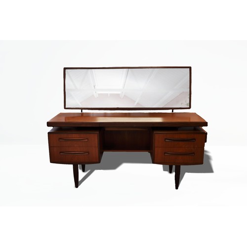 107 - G Plan teak Dressing Table - Fresco Range. Rectangular Mirror atop with tapering leg supports.  With... 