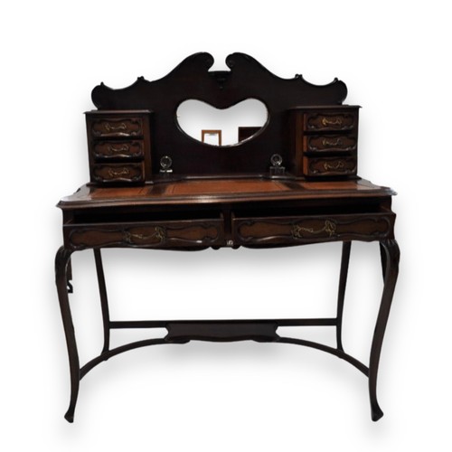 108 - Late 19th century mahogany ladies writing table with bevelled mirror