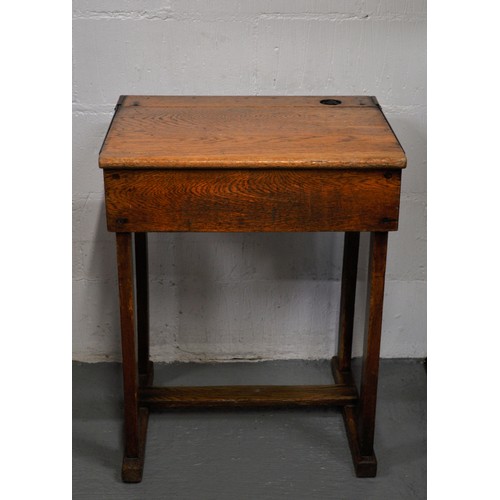 110 - Vintage wooden flip top school desk