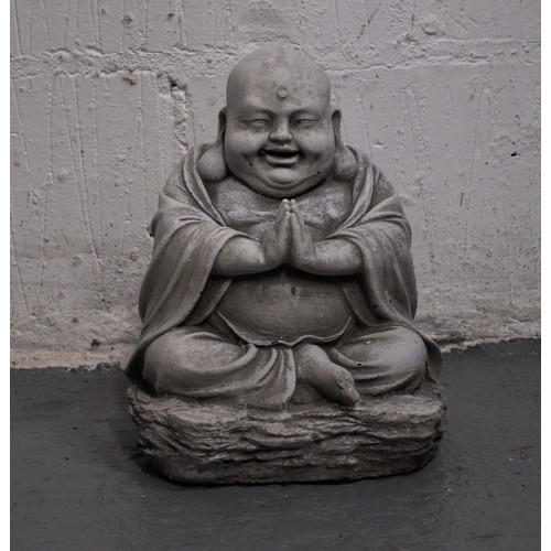 123 - Laughing happy Buddha concrete figure, approx height 32cm