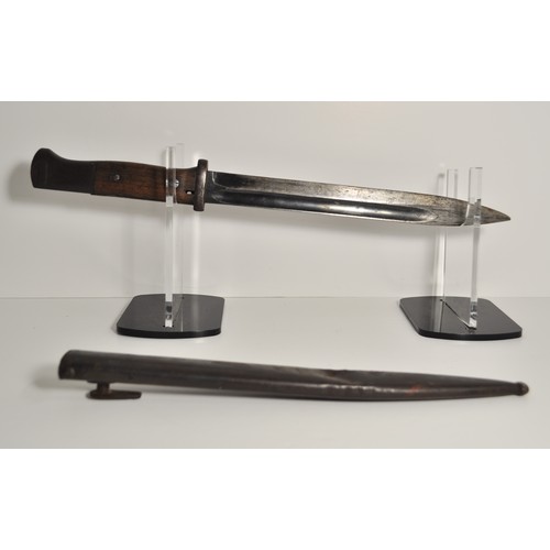 133 - WWII German infantry rifle bayonet with scabbard, both are stamped S/155G 3753