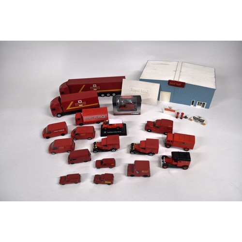 63 - A selection of Royal Mail and Parcel Force model vehicles and accessories to include Corgi, Matchbox... 