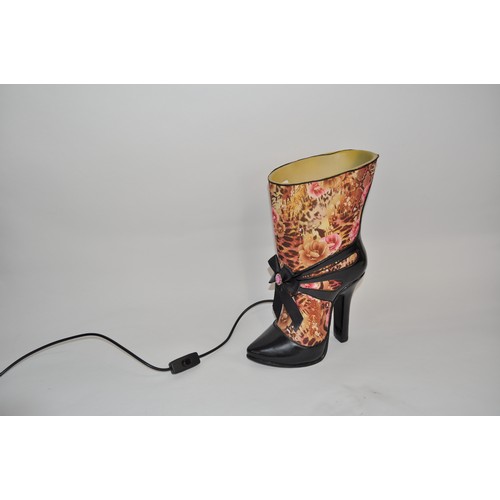 71 - A large quirky table lamp in the form of a lady's boot, approx. height 38cm, PAT tested