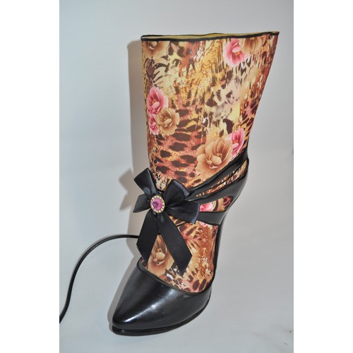 71 - A large quirky table lamp in the form of a lady's boot, approx. height 38cm, PAT tested