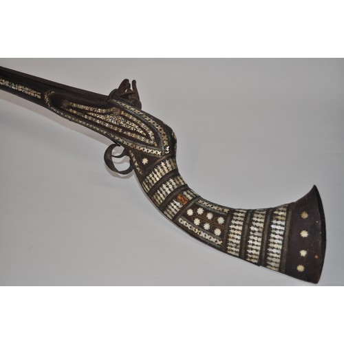 136 - Turkish, Ottoman or Middle Eastern flintlock jezail  marked Henshaw with crest impressed EVCI to the... 