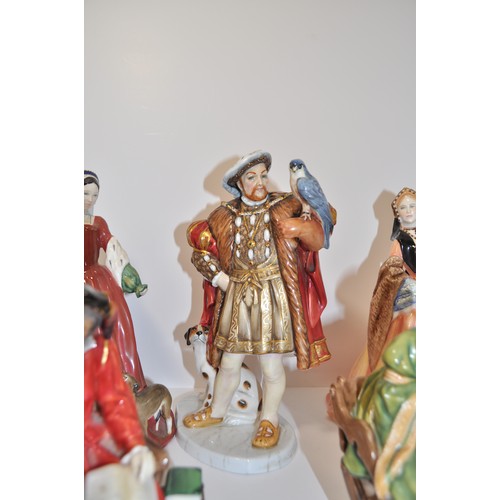 27 - Royal Doulton Henry VIII model HN3350, no 783/1991, together with his wives Anne Seymour, Katherine ... 