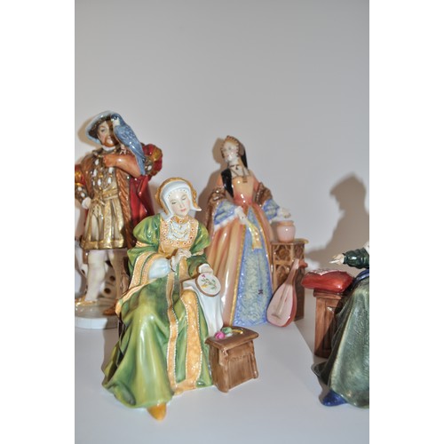 27 - Royal Doulton Henry VIII model HN3350, no 783/1991, together with his wives Anne Seymour, Katherine ... 