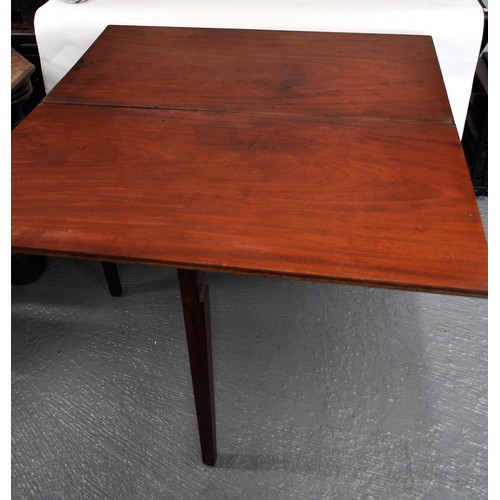 112 - Antique mahogany table with under drawer,  folding top