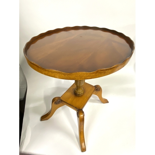 115 - Furniture parcel consisting  tilt top table, pie crust table and a plant/wine table, predominately  ... 