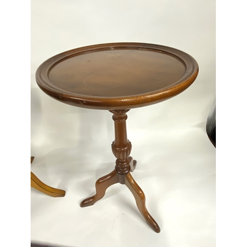 115 - Furniture parcel consisting  tilt top table, pie crust table and a plant/wine table, predominately  ... 