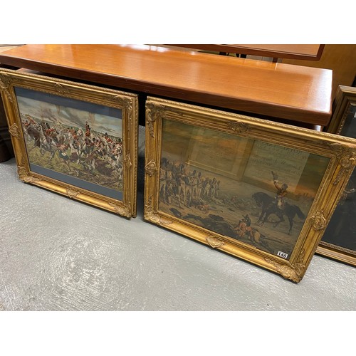 140 - x2  framed prints of Battle  scenes in matching ornate frames, Approx overall size of frame L80 x H6... 