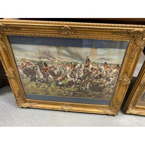 140 - x2  framed prints of Battle  scenes in matching ornate frames, Approx overall size of frame L80 x H6... 