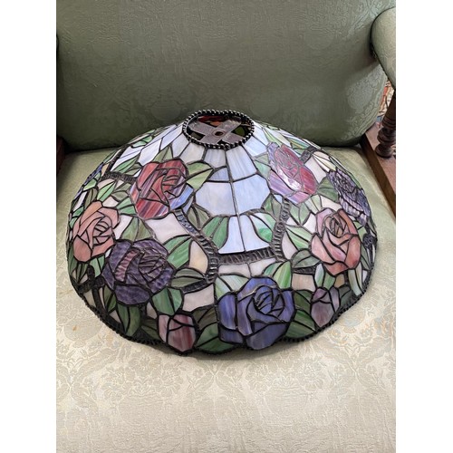 72A - Tiffany style multi coloured Mackintosh  style rose pattern stained glass pendant lamp shade, Approx... 