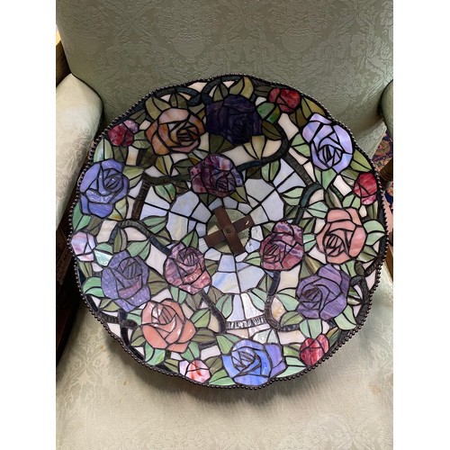 72A - Tiffany style multi coloured Mackintosh  style rose pattern stained glass pendant lamp shade, Approx... 