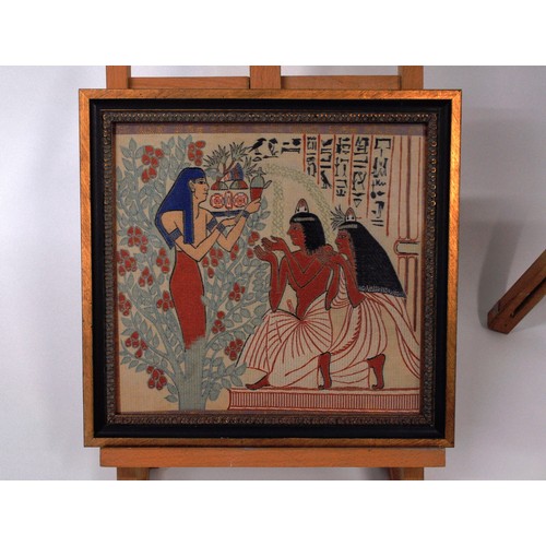 27 - x4 framed Egyptian themed artwork on papyrus / silk.