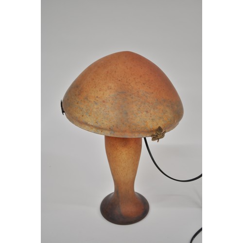 61 - Vintage table lamp of art deco style, with glass mushroom design shade. Updated: now PAT tested