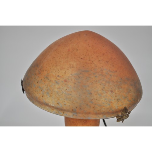 61 - Vintage table lamp of art deco style, with glass mushroom design shade. Updated: now PAT tested