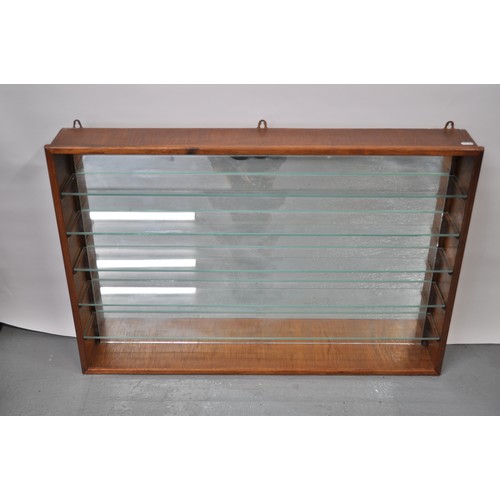 65 - A wall cabinet ideal for displaying model vehicles, with mirror to back, x5 glass shelves. Approx H6... 