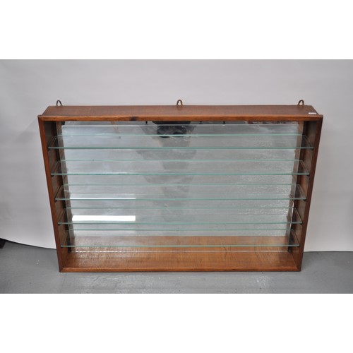 65 - A wall cabinet ideal for displaying model vehicles, with mirror to back, x5 glass shelves. Approx H6... 