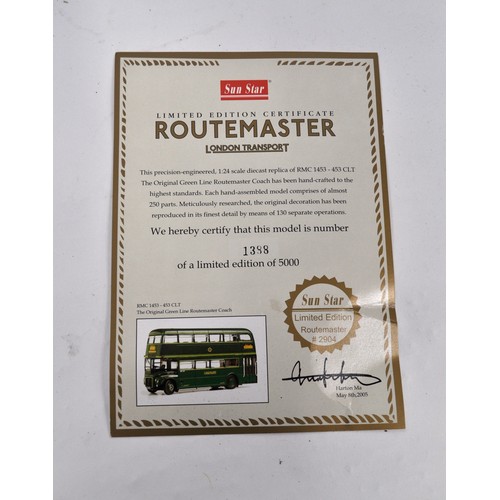 77 - Sun Star Routemaster model 2904, Limited Edition 1388/5000, with  certificate,  scale 1:24diecast re... 