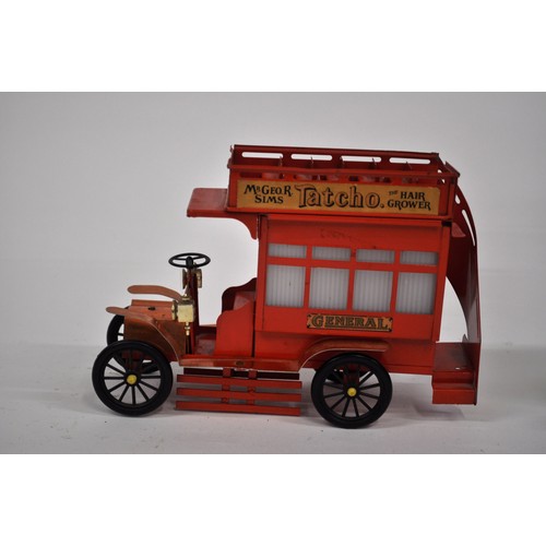 78 - Coronet omnibus lamp together with Alan J Bowker advertising tin metal model van