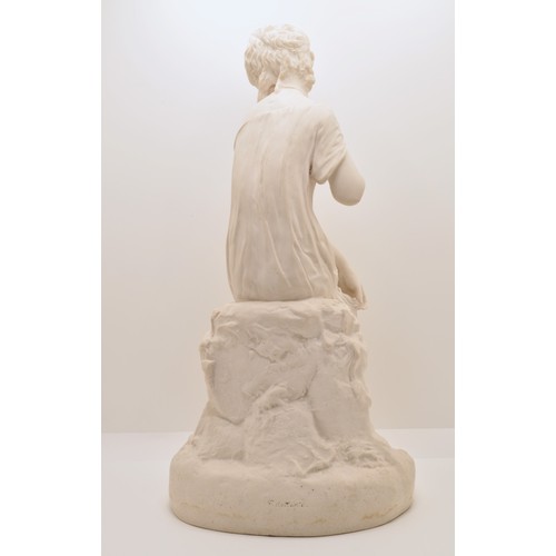 96 - A DILETTANTI CAST STONE FIGURE OF 'SCENT', moulded maker's marks verso and inset medallion to base, ... 