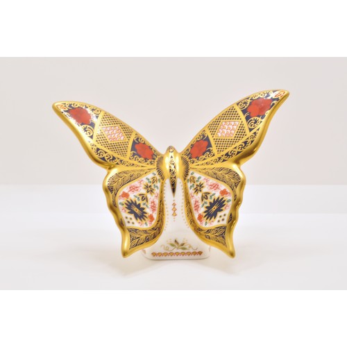 97 - A Royal Crown Derby paperweight, Old Imari  Butterfly, celebrating the Golden Anniversary of Old Ima... 