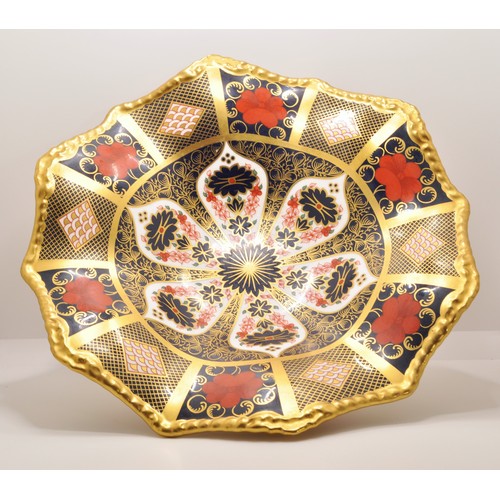 99 - Royal Crown Derby Old Imari pattern 1128 fluted tazza/pedestal bowl,  c.2006, approx diameter 30cm, ...