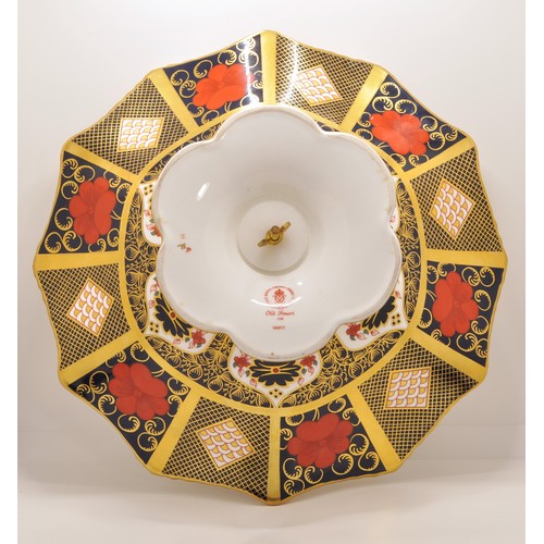 99 - Royal Crown Derby Old Imari pattern 1128 fluted tazza/pedestal bowl,  c.2006, approx diameter 30cm, ... 