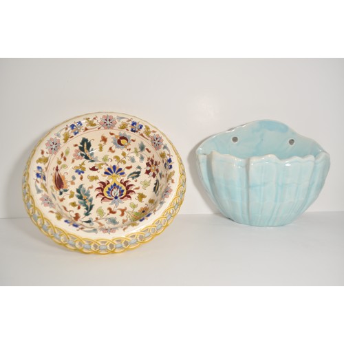 102 - A group of collectable ceramics to include a Charles Wileman Foley Intarsio Art Nouveau six Handled ... 