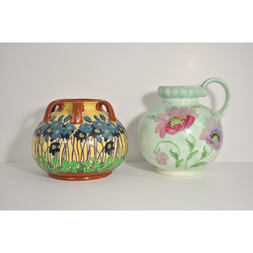 102 - A group of collectable ceramics to include a Charles Wileman Foley Intarsio Art Nouveau six Handled ... 