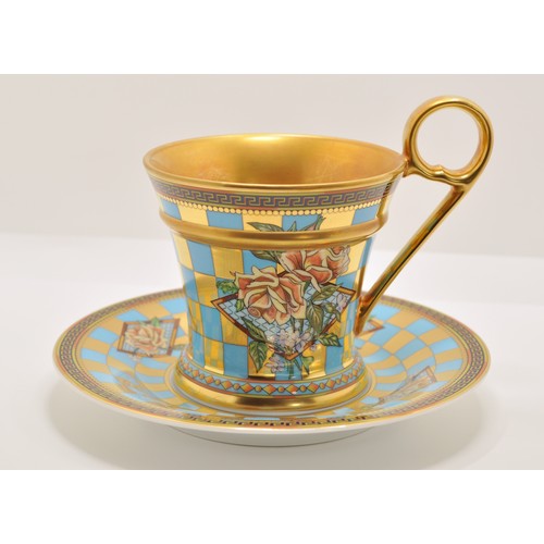 104 - Rare Versace Rosenthal floral elegy, cup and saucer