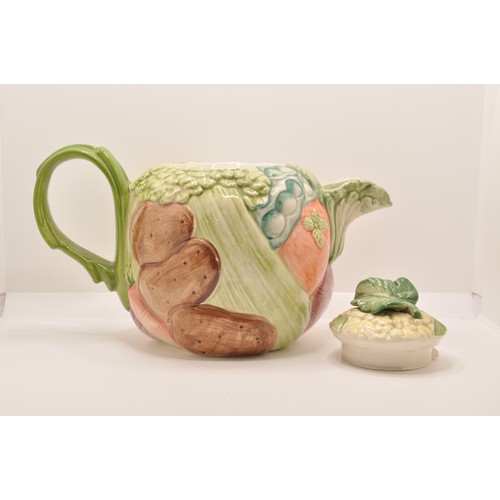 112 - Fitz & Floyd ceramic vegetable garden teapot together with a Fitz & Floyd jug, both hand-painted and... 