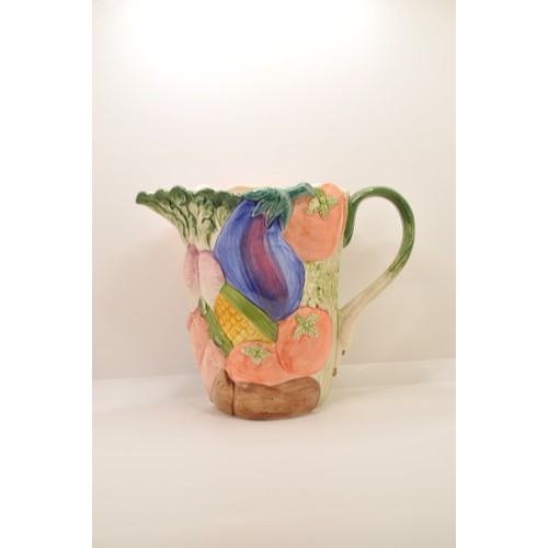 112 - Fitz & Floyd ceramic vegetable garden teapot together with a Fitz & Floyd jug, both hand-painted and... 