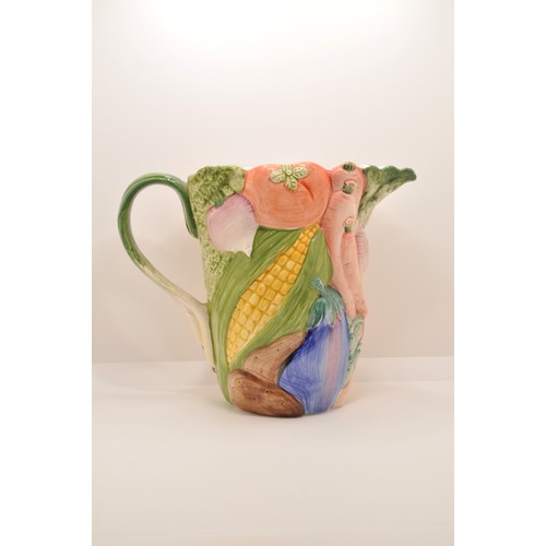 112 - Fitz & Floyd ceramic vegetable garden teapot together with a Fitz & Floyd jug, both hand-painted and... 