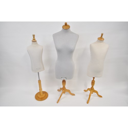 122 - Group of Mannequins with fabric torso on stands, Vendome & Sperling Models, x3 in  total