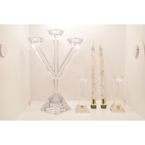 124 - Villeroy & Boch Candelabra together with pair of crystal candle holders by Nachtmann