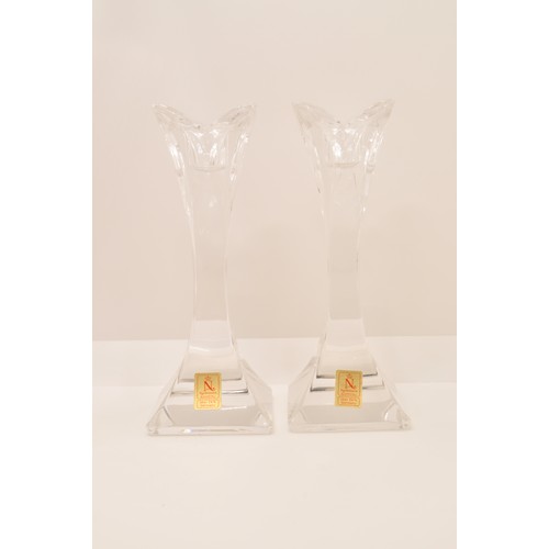 124 - Villeroy & Boch Candelabra together with pair of crystal candle holders by Nachtmann