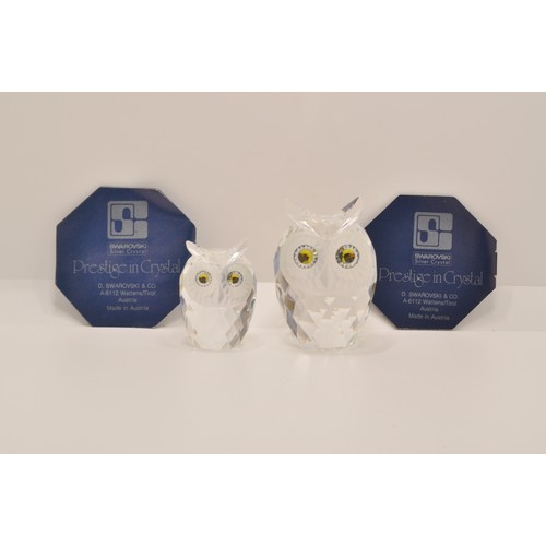 126 - Swarovski large owl designed by Max Schreck with green crystal eyes, boxed with certificate, retired... 