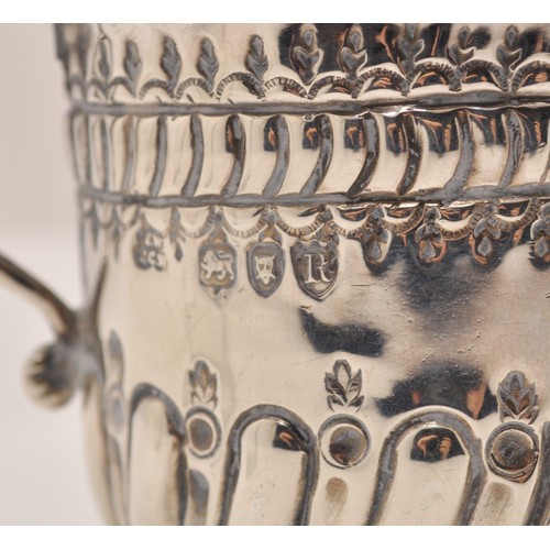 136 - Antique silver items consisting decorative cup hallmarked London by James Wakely & Frank Wheeler, ap... 