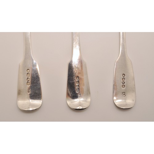 140 - x4 Victorian and Georgian Silver serving spoons, hallmarked London Makes WJ, WE, CW, with monograms ... 