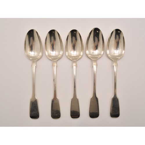 141 - x5 Victorian Silver tea spoons, hallmarked London, makers Elizabeth Eaton, c.1849-1850 stamped with ... 