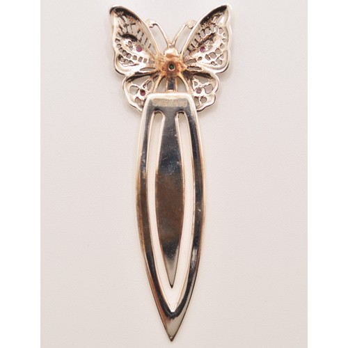 146 - A silver bookmark with butterfly finial marked Sterling