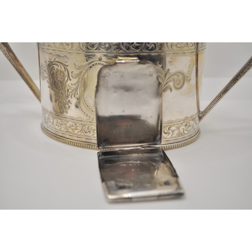 162 - Silver and Silver plate items consisting engraved twin handled decorative pot, napkin rings, match c... 