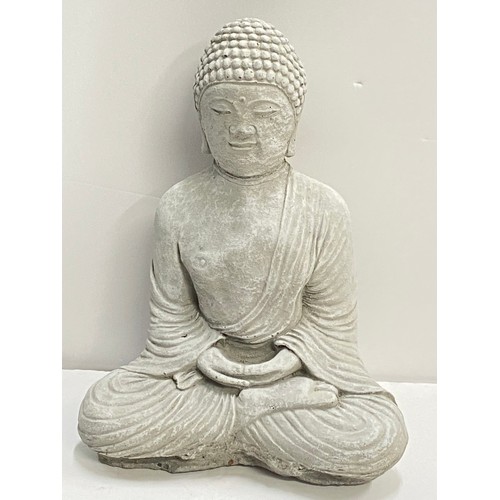 173 - Reconstituted stone figure of seated Thai Buddha in meditation pose