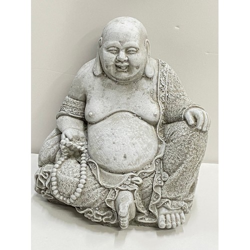 174 - Reconstituted stone figure of seated Happy lucky Buddha