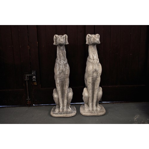 182 - Life size pair of lurchers composite reconstituted stone