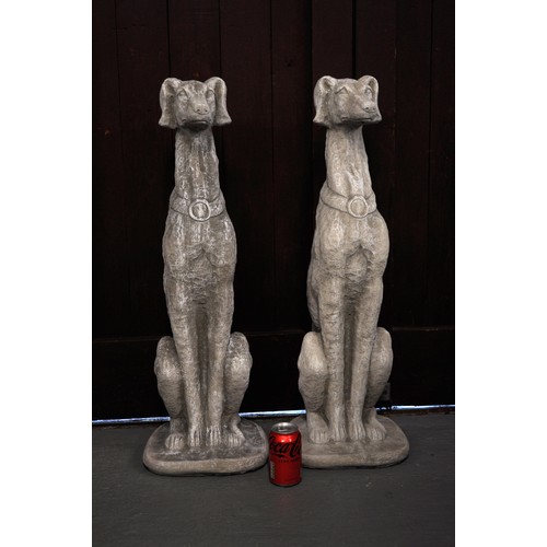 182 - Life size pair of lurchers composite reconstituted stone