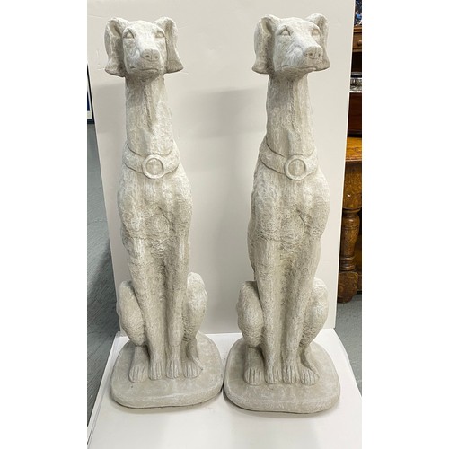 182 - Life size pair of lurchers composite reconstituted stone