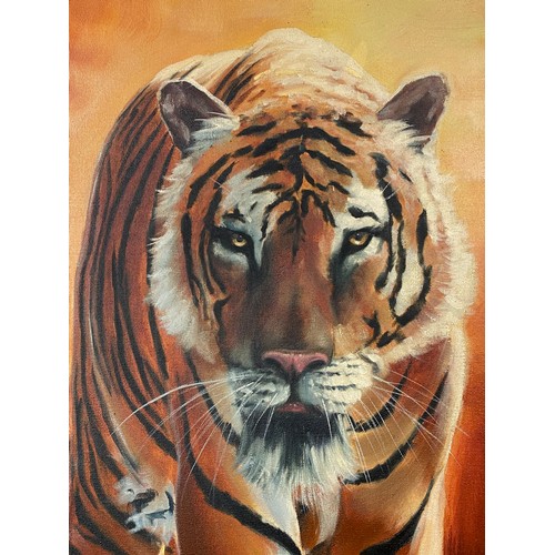 80A - Large Oil on canvas of a tiger by Cornish visionary artist Keith English, b.1935-2016, AF